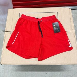 Nike Men's Red Flex Athletic Shorts with White Swoosh